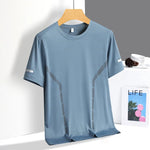 Running T-shirt Men Summer Ice Silk Thin Top Reflective Printing Quick Dry Short Sleeve Breathable Fitness Sports T-shirt 5XL - flohmarkt-deutschland.shop