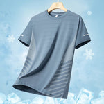 Running T-shirt Men Summer Ice Silk Thin Top Reflective Printing Quick Dry Short Sleeve Breathable Fitness Sports T-shirt 5XL - flohmarkt-deutschland.shop