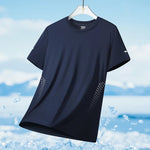 Running T-shirt Men Summer Ice Silk Thin Top Reflective Printing Quick Dry Short Sleeve Breathable Fitness Sports T-shirt 5XL - flohmarkt-deutschland.shop