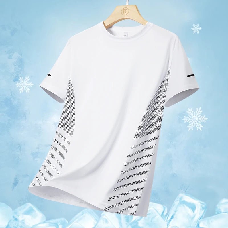 Running T-shirt Men Summer Ice Silk Thin Top Reflective Printing Quick Dry Short Sleeve Breathable Fitness Sports T-shirt 5XL - flohmarkt-deutschland.shop