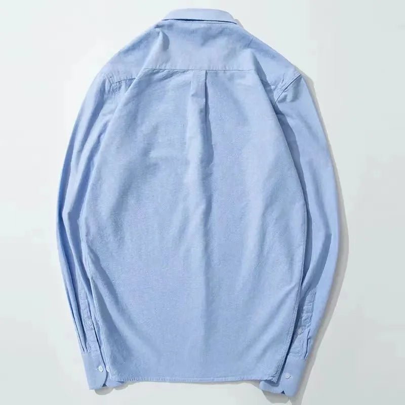 S-6XL Oxford-Hemden für Herren, langärmelig, reine Baumwolle, einfarbig, gestreift, Freizeit, bestickt, Pferd, Streetwear, Business, einfarbig, Büro, 6XL - flohmarkt-deutschland.shop