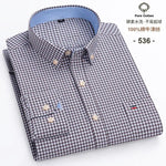 S-6XL Oxford-Hemden für Herren, langärmelig, reine Baumwolle, einfarbig, gestreift, Freizeit, bestickt, Pferd, Streetwear, Business, einfarbig, Büro, 6XL - flohmarkt-deutschland.shop