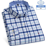 S-6XL Oxford-Hemden für Herren, langärmelig, reine Baumwolle, einfarbig, gestreift, Freizeit, bestickt, Pferd, Streetwear, Business, einfarbig, Büro, 6XL - flohmarkt-deutschland.shop