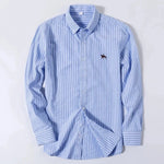 S-6XL Oxford-Hemden für Herren, langärmelig, reine Baumwolle, einfarbig, gestreift, Freizeit, bestickt, Pferd, Streetwear, Business, einfarbig, Büro, 6XL - flohmarkt-deutschland.shop