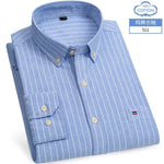 S-6XL Oxford-Hemden für Herren, langärmelig, reine Baumwolle, einfarbig, gestreift, Freizeit, bestickt, Pferd, Streetwear, Business, einfarbig, Büro, 6XL - flohmarkt-deutschland.shop