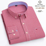 S-6XL Oxford-Hemden für Herren, langärmelig, reine Baumwolle, einfarbig, gestreift, Freizeit, bestickt, Pferd, Streetwear, Business, einfarbig, Büro, 6XL - flohmarkt-deutschland.shop