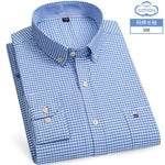 S-6XL Oxford-Hemden für Herren, langärmelig, reine Baumwolle, einfarbig, gestreift, Freizeit, bestickt, Pferd, Streetwear, Business, einfarbig, Büro, 6XL - flohmarkt-deutschland.shop