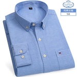 S-6XL Oxford-Hemden für Herren, langärmelig, reine Baumwolle, einfarbig, gestreift, Freizeit, bestickt, Pferd, Streetwear, Business, einfarbig, Büro, 6XL - flohmarkt-deutschland.shop