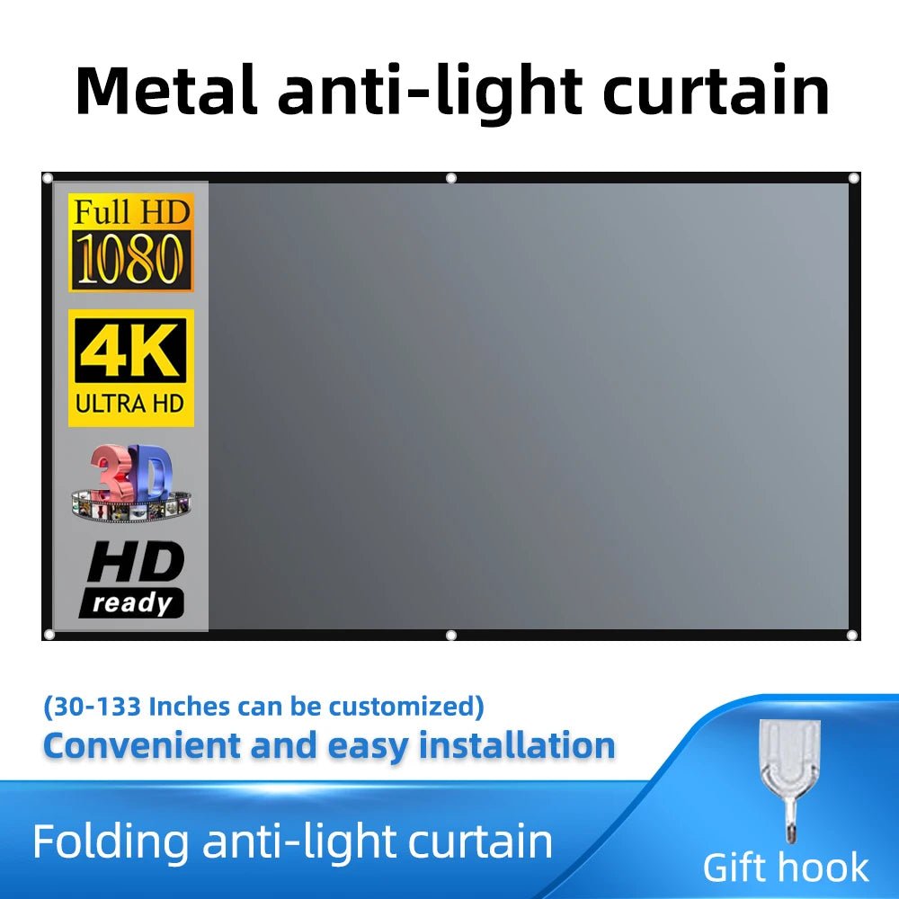 Salange Projector Screen 16:9 Metal Anti Light Curtain Reflective Fabric Cloth For YG300 XGIMI H3 HALO Mogo Xiaomi DLP Projector - flohmarkt-deutschland.shop