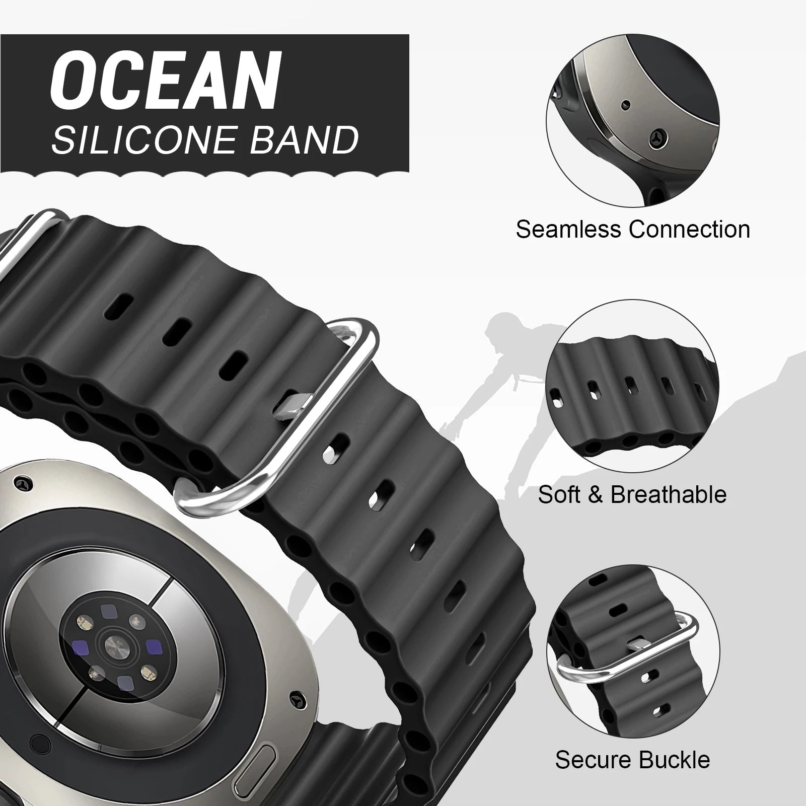 Samsung Galaxy Watch 7 Ultra 47 mm Sport Silikonarmband Correa Gürtel für Samsung Galaxy Watch Ultra Armband 47 mm - flohmarkt-deutschland.shop