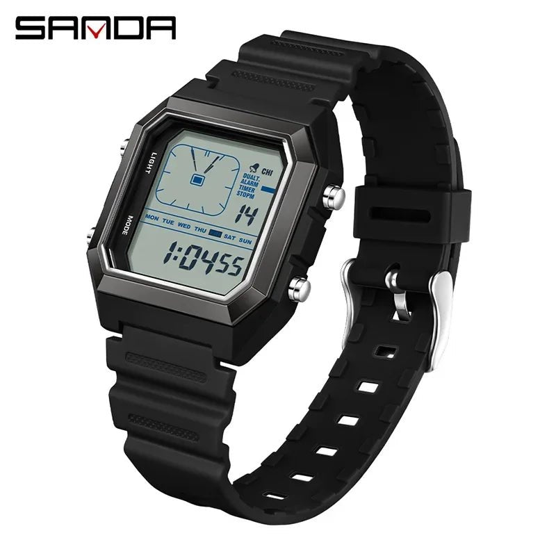 SANDA 6307, modische Digitaluhren für Herren, multifunktional, leuchtender Chronograph, Kalender, Outdoor-Sport, wasserdichte elektronische Uhr - flohmarkt-deutschland.shop
