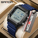 SANDA 6307, modische Digitaluhren für Herren, multifunktional, leuchtender Chronograph, Kalender, Outdoor-Sport, wasserdichte elektronische Uhr - flohmarkt-deutschland.shop