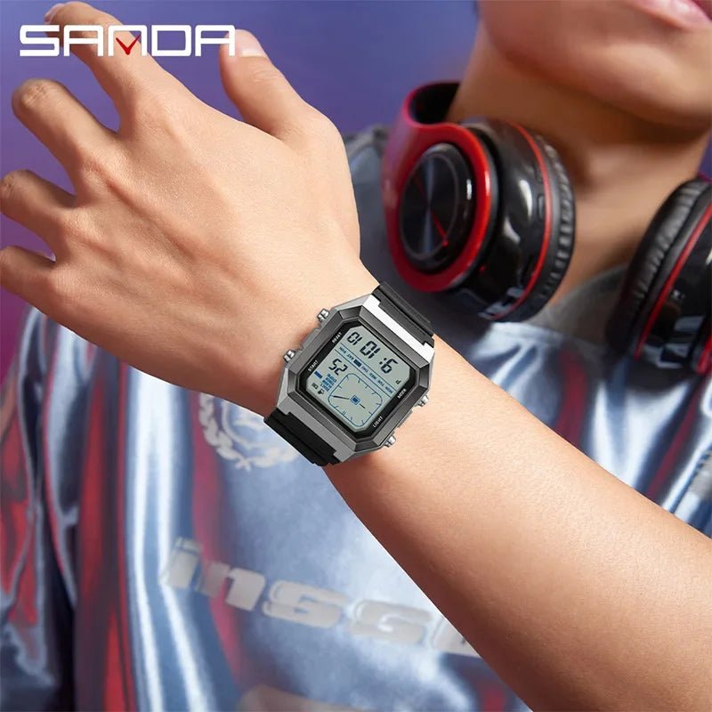 SANDA 6307, modische Digitaluhren für Herren, multifunktional, leuchtender Chronograph, Kalender, Outdoor-Sport, wasserdichte elektronische Uhr - flohmarkt-deutschland.shop
