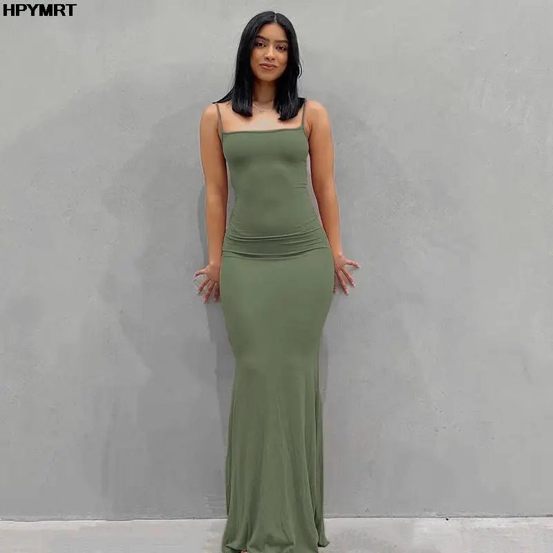 Satin Slip Sleeveless Backless Slim Sexy Maxi Dress 2022 Spring Women Party Y2K Concise Bodycon Elegant Dresses Female Clothing - flohmarkt-deutschland.shop