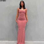 Satin Slip Sleeveless Backless Slim Sexy Maxi Dress 2022 Spring Women Party Y2K Concise Bodycon Elegant Dresses Female Clothing - flohmarkt-deutschland.shop
