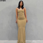 Satin Slip Sleeveless Backless Slim Sexy Maxi Dress 2022 Spring Women Party Y2K Concise Bodycon Elegant Dresses Female Clothing - flohmarkt-deutschland.shop