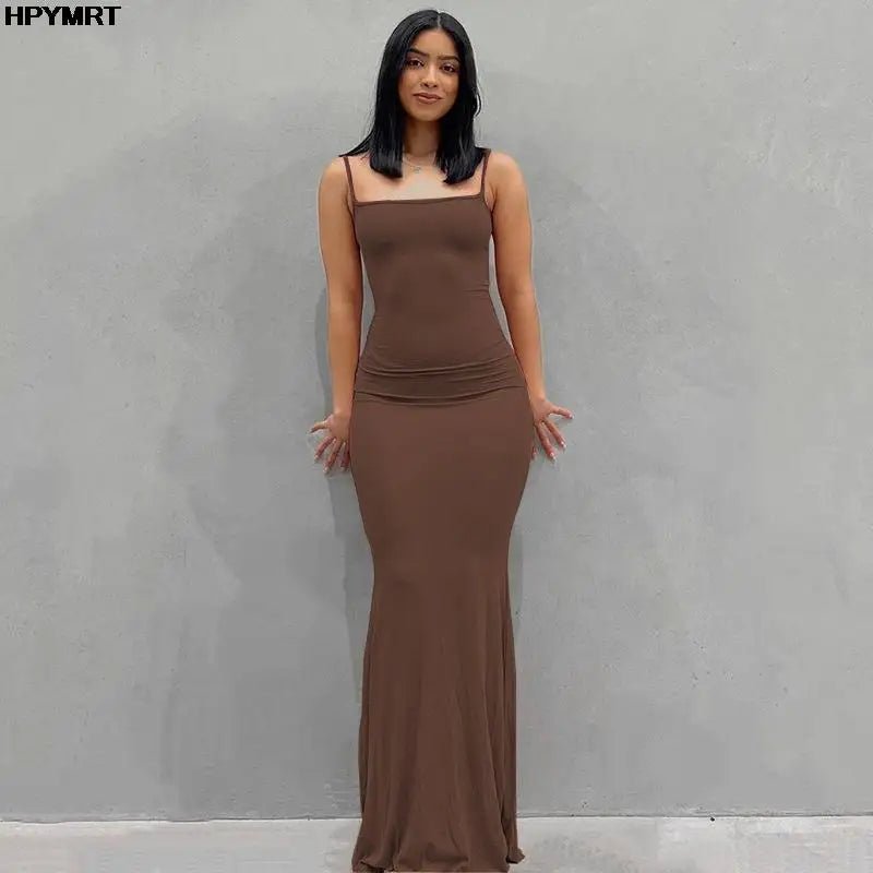 Satin Slip Sleeveless Backless Slim Sexy Maxi Dress 2022 Spring Women Party Y2K Concise Bodycon Elegant Dresses Female Clothing - flohmarkt-deutschland.shop