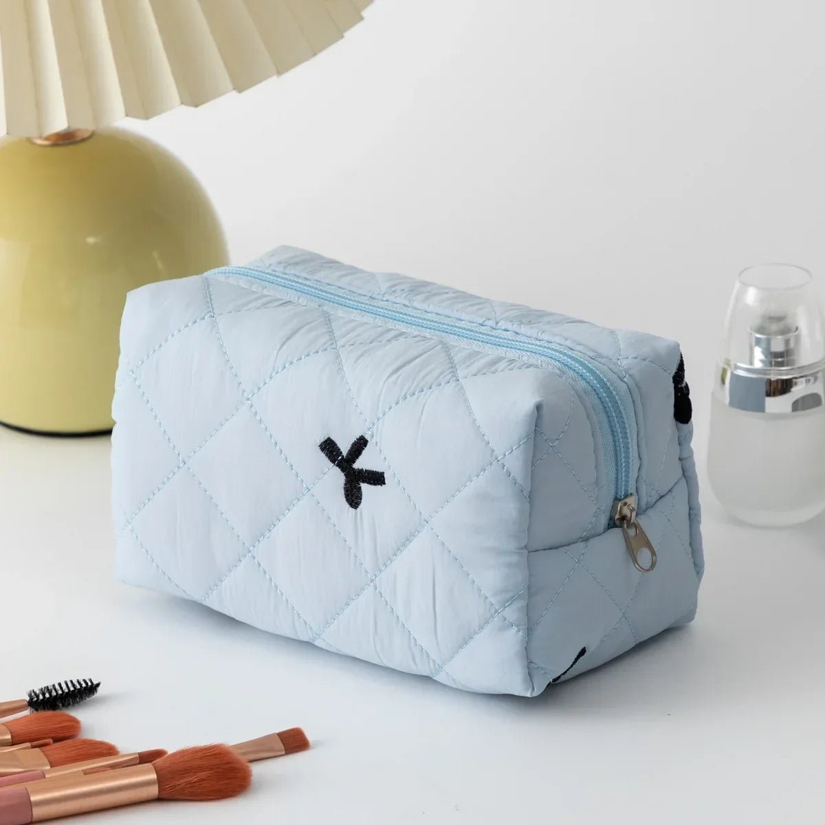 Schleife bestickte Make-up-Tasche für Damen, großes Fassungsvermögen, Reise-Kosmetik-Kulturbeutel, Aufbewahrungstasche - flohmarkt-deutschland.shop