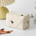 Schleife bestickte Make-up-Tasche für Damen, großes Fassungsvermögen, Reise-Kosmetik-Kulturbeutel, Aufbewahrungstasche - flohmarkt-deutschland.shop