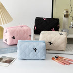 Schleife bestickte Make-up-Tasche für Damen, großes Fassungsvermögen, Reise-Kosmetik-Kulturbeutel, Aufbewahrungstasche - flohmarkt-deutschland.shop