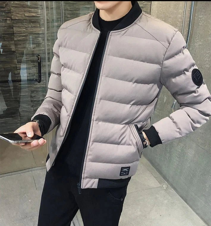 Schmal geschnittene Herren-Baumwolljacke für den Winter mit Stehkragen - flohmarkt-deutschland.shop
