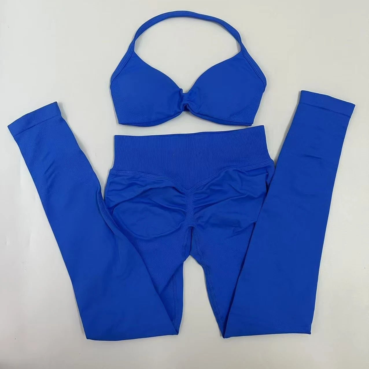 Seamlessyoga Set Women Workout Scrunch Leggings Set Strappy Halter Sports Bra Fitness Gym Clothing Workout Set 2 Pieces - flohmarkt-deutschland.shop