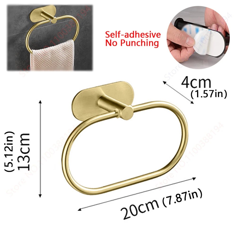 Selbstklebendes Badezimmerzubehör, Handtuchhalter, Toilettenpapierspender, Halter, Wandgarderobenhaken, Handtuchhalter, Ringrollenaufhänger-Set, Küchenserviettenhalter aus Edelstahl - flohmarkt-deutschland.shop