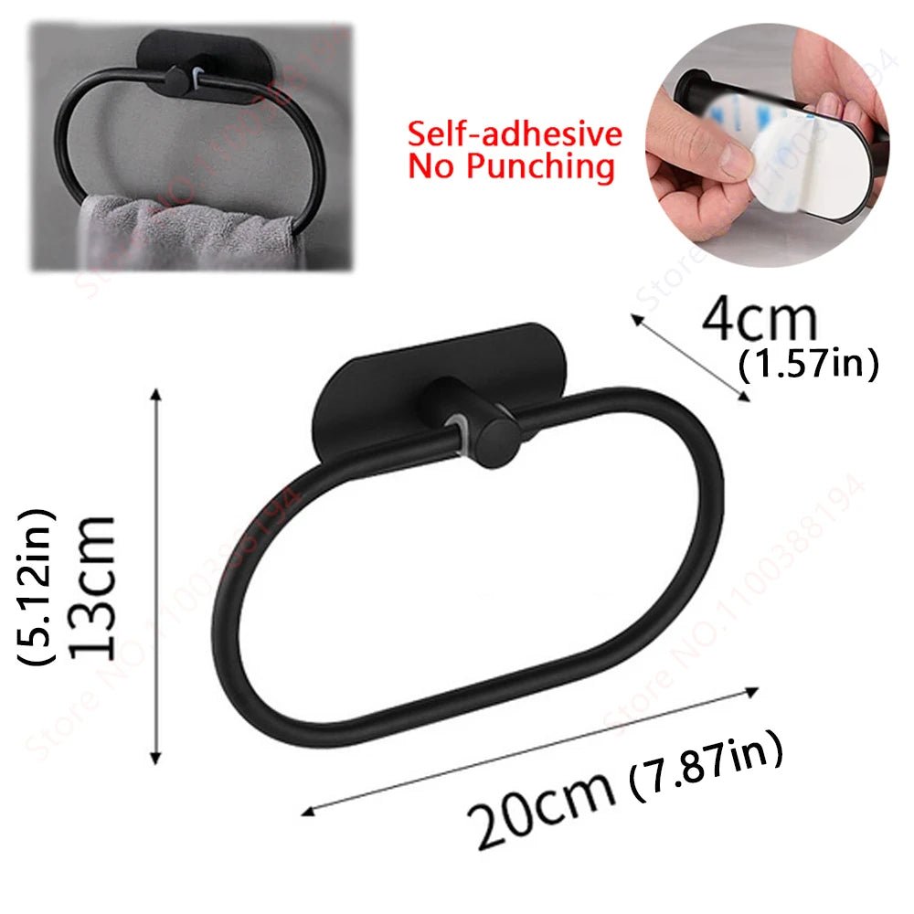 Selbstklebendes Badezimmerzubehör, Handtuchhalter, Toilettenpapierspender, Halter, Wandgarderobenhaken, Handtuchhalter, Ringrollenaufhänger-Set, Küchenserviettenhalter aus Edelstahl - flohmarkt-deutschland.shop