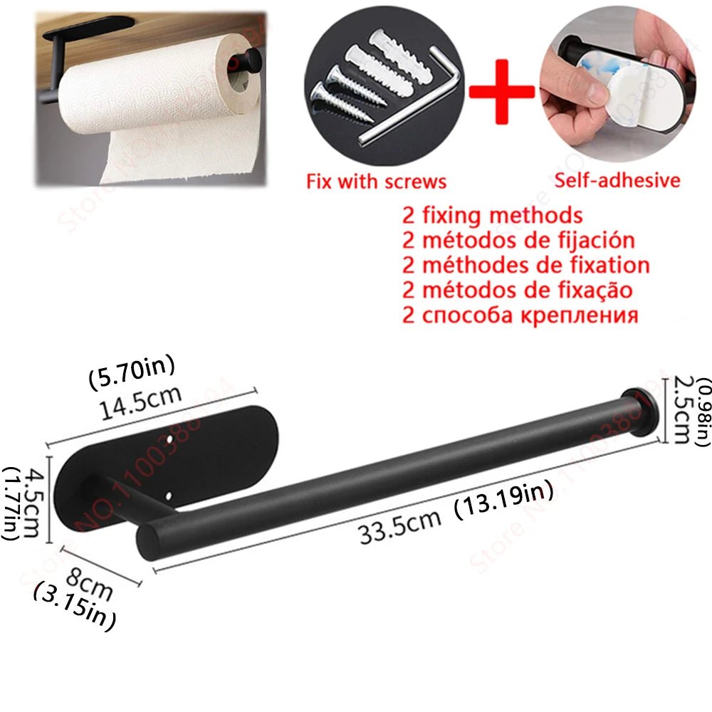 Selbstklebendes Badezimmerzubehör, Handtuchhalter, Toilettenpapierspender, Halter, Wandgarderobenhaken, Handtuchhalter, Ringrollenaufhänger-Set, Küchenserviettenhalter aus Edelstahl - flohmarkt-deutschland.shop