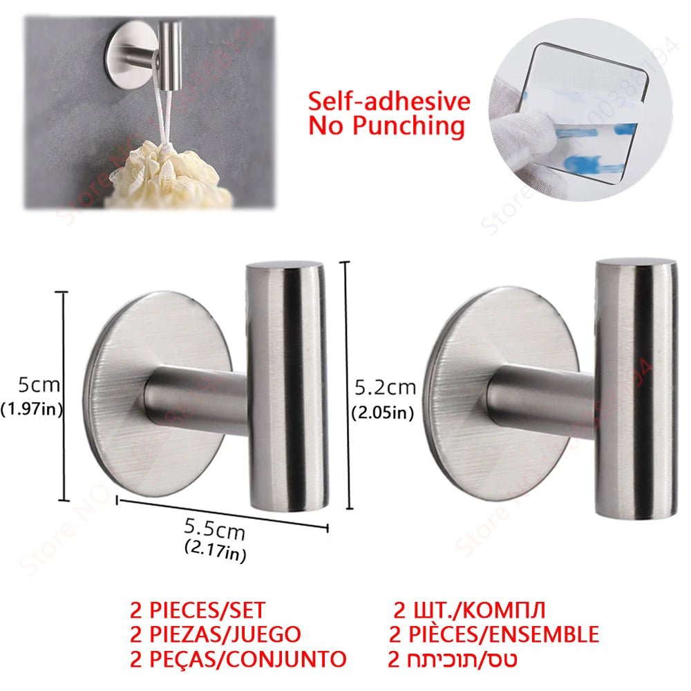 Selbstklebendes Badezimmerzubehör, Handtuchhalter, Toilettenpapierspender, Halter, Wandgarderobenhaken, Handtuchhalter, Ringrollenaufhänger-Set, Küchenserviettenhalter aus Edelstahl - flohmarkt-deutschland.shop