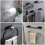 Selbstklebendes Badezimmerzubehör, Handtuchhalter, Toilettenpapierspender, Halter, Wandgarderobenhaken, Handtuchhalter, Ringrollenaufhänger-Set, Küchenserviettenhalter aus Edelstahl - flohmarkt-deutschland.shop