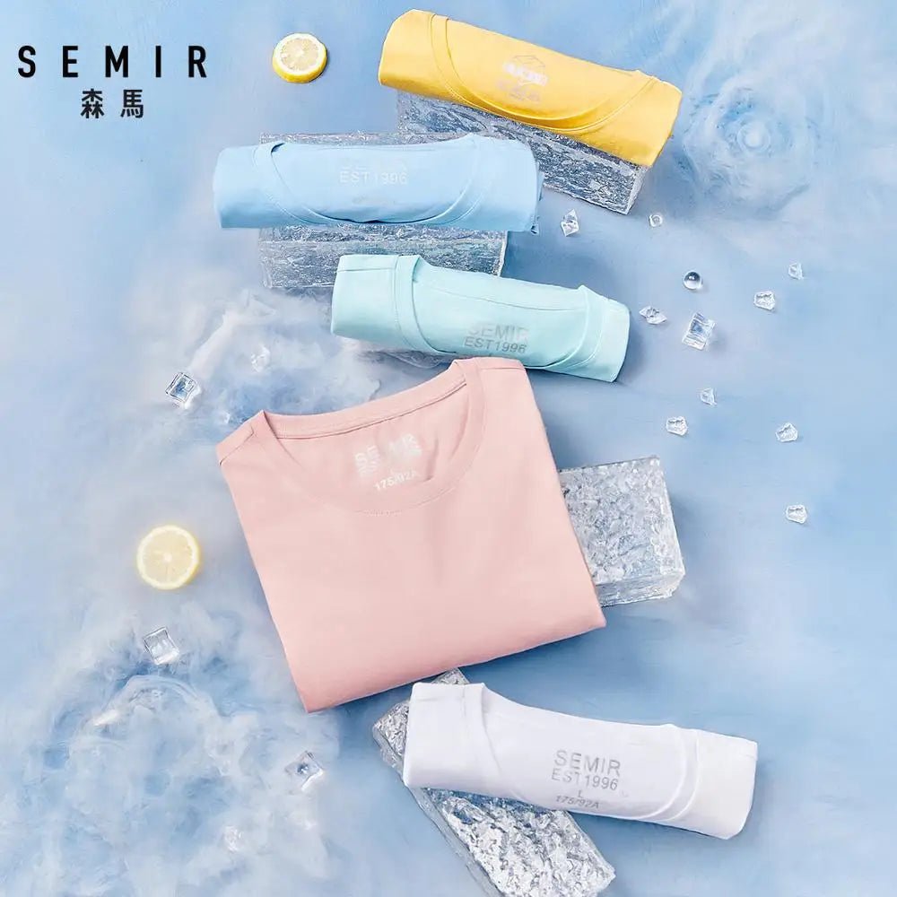 Semir Summer Cotton T Shirts Men 2025 Simple O Neck Stretch Solid New Tops Clothing Casual Tshirt Man Streetwear Cool Tee Shirts - flohmarkt-deutschland.shop
