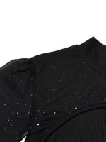 Sexy Women's Stand Collar Cape Mini Dress Sequins Sparkling Club Party Night Out Fitted Bodycon Elegant Autumn Winter - flohmarkt-deutschland.shop