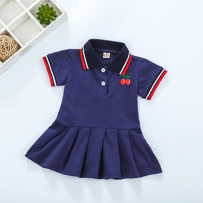 Short Sleeve Pleated Skirt Dress for Girls - flohmarkt-deutschland.shop