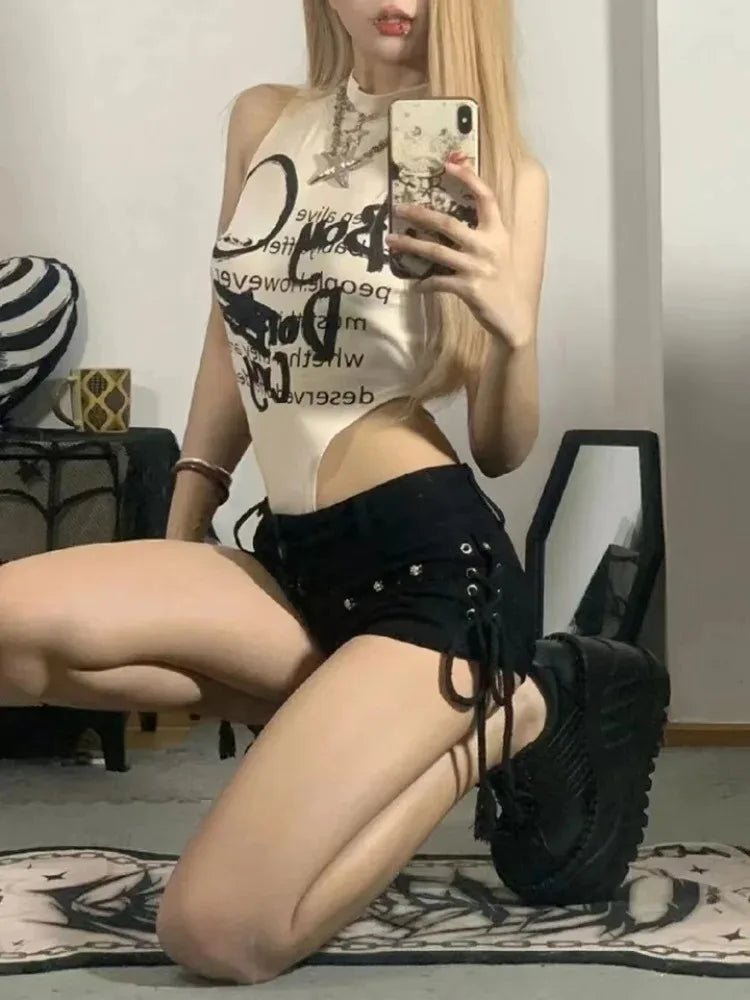 Shorts Women Skinny Creativity Lace-up Popular Streetwear Daily Personality Students Holiday Fashion Sexy American Retro Leisure - flohmarkt-deutschland.shop