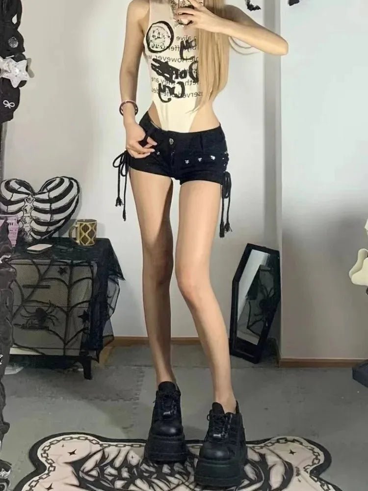 Shorts Women Skinny Creativity Lace-up Popular Streetwear Daily Personality Students Holiday Fashion Sexy American Retro Leisure - flohmarkt-deutschland.shop