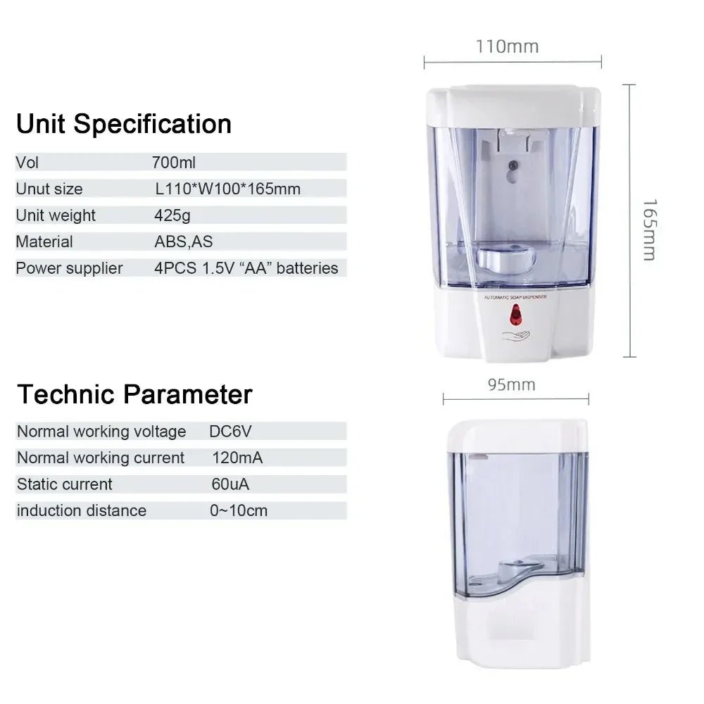 SmartClean Automatischer Seifenspender 700 ml Wandmontiert Batteriebetrieben - Schaum und Flüssigseife, 0-10 cm Reichweite - flohmarkt-deutschland.shop