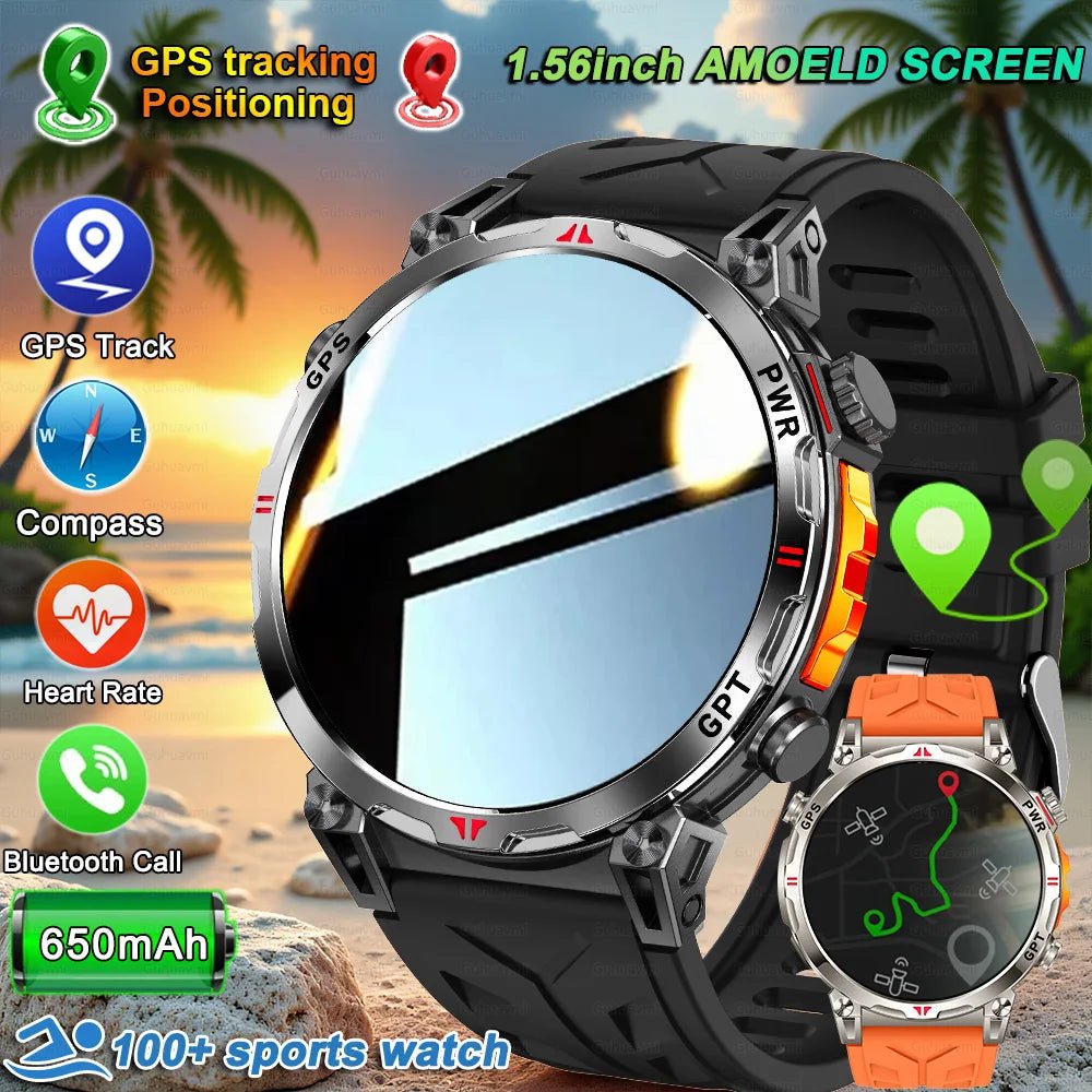 Smartwatches 1,56" AMOLED-Bildschirm GPS Fitness Tracking Kompass 3ATM 650Mah Anruf 100+ Sport Smartwatch AI GPT für Android iOS - flohmarkt-deutschland.shop