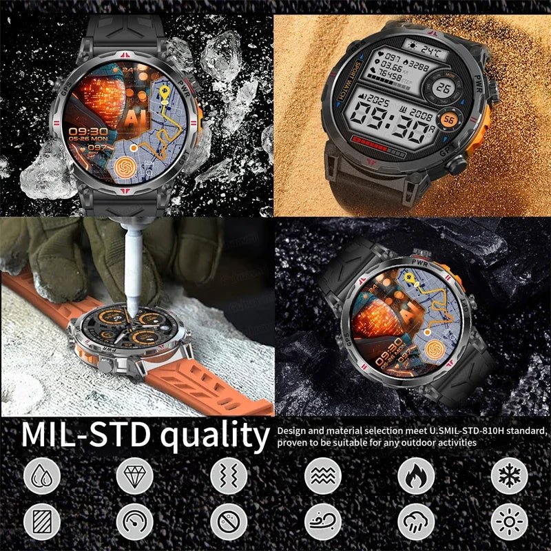 Smartwatches 1,56" AMOLED-Bildschirm GPS Fitness Tracking Kompass 3ATM 650Mah Anruf 100+ Sport Smartwatch AI GPT für Android iOS - flohmarkt-deutschland.shop