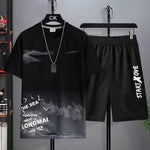 Sommer, dünn, lässig, schnell trocknend, zweiteiliges Set, Herren-Set, Sport, Outdoor, Laufen, Kurzarm-T-Shirt + Shorts, Trainingsanzug-Sets - flohmarkt-deutschland.shop