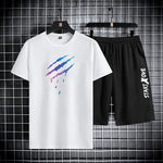 Sommer, dünn, lässig, schnell trocknend, zweiteiliges Set, Herren-Set, Sport, Outdoor, Laufen, Kurzarm-T-Shirt + Shorts, Trainingsanzug-Sets - flohmarkt-deutschland.shop