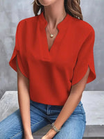 Sommer Elegante frauen Bluse Neue V-ausschnitt Kurzarm Einfarbig Lose Hemd Casual Weiß Tops Büro Dame Blusen - flohmarkt-deutschland.shop