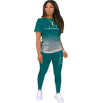 Sommer Frauen Mode Druck Kleidung T-shirt und Hosen Anzug Sommer Sport Tragen Casual Baumwolle Yoga Gym Dame Kleidung Anzug - flohmarkt-deutschland.shop