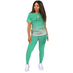 Sommer Frauen Mode Druck Kleidung T-shirt und Hosen Anzug Sommer Sport Tragen Casual Baumwolle Yoga Gym Dame Kleidung Anzug - flohmarkt-deutschland.shop