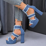 Sommer Frauen Sandalen Neue Plattform Blau Denim Ankle Strap High Heels Schuhe für Frauen Mode Im Freien Sexy Peep Toe Sandalen Frauen - flohmarkt-deutschland.shop