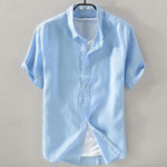 Sommer-Hemd mit Henry-V-Ausschnitt und Knopfleiste, weiches und bequemes lässiges Hawaii-Hemd für Herren, einfarbig, Weiß und Schwarz - flohmarkt-deutschland.shop