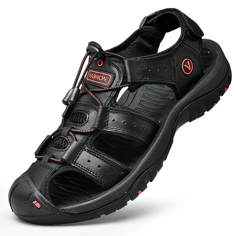 Sommer Männer Sandalen Aus Echtem Leder Herren Casual Schuhe Outdoor Männer Leder Sandalen für Männer Strand Schuhe Römische Schuhe Plus Größe 38-48 - flohmarkt-deutschland.shop