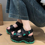 Sommer Neue Dicken Boden Sandalen für Frauen Casual Sport Stil Runden Kopf High Heels Weibliche Schuhe Schwarz Gladiator Sandales Femmes - flohmarkt-deutschland.shop