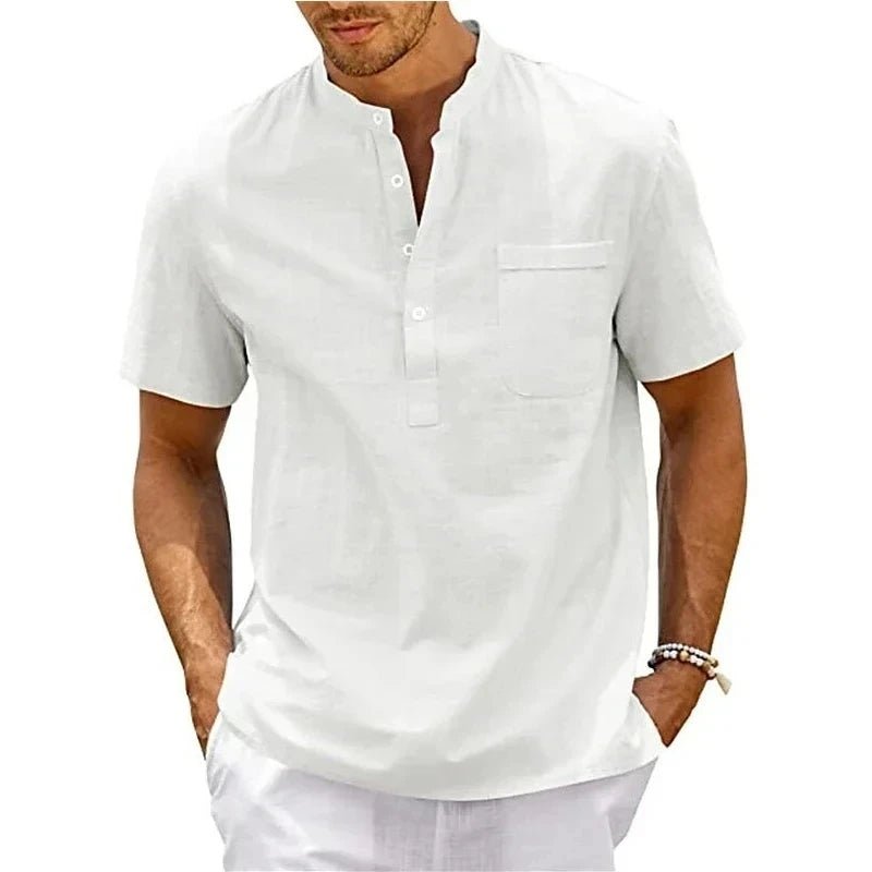 Sommer Neue männer Casual Slim Fit Polo-Shirt Einfarbig Atmungsaktive Taste Kurzarm Top Erfrischende und Bequeme T-shirt - flohmarkt-deutschland.shop