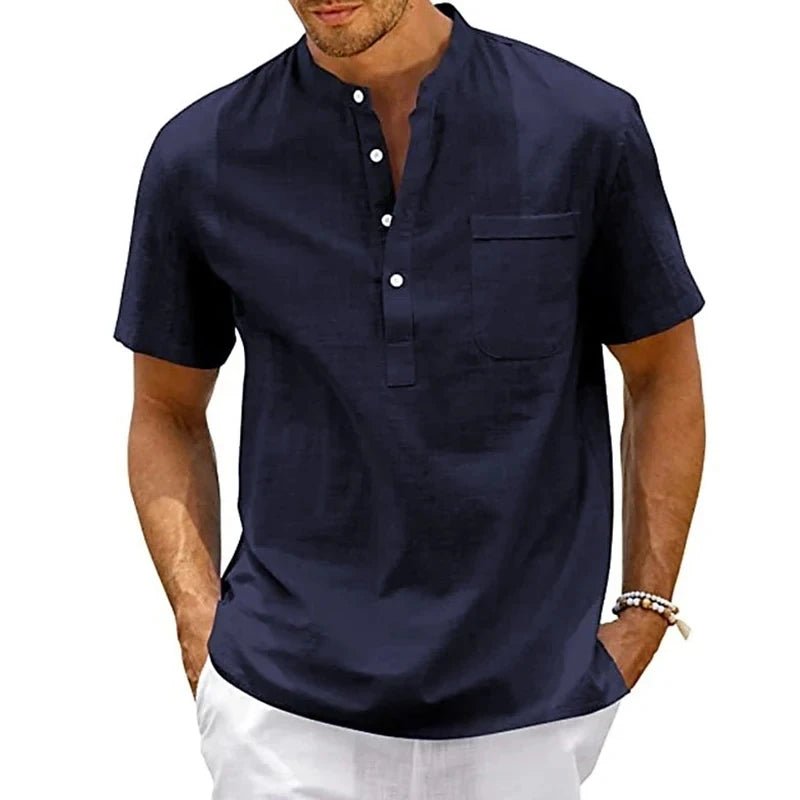 Sommer Neue männer Casual Slim Fit Polo-Shirt Einfarbig Atmungsaktive Taste Kurzarm Top Erfrischende und Bequeme T-shirt - flohmarkt-deutschland.shop